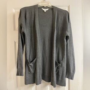 Time and Tru Gray Open-Front Pocket Cardigan